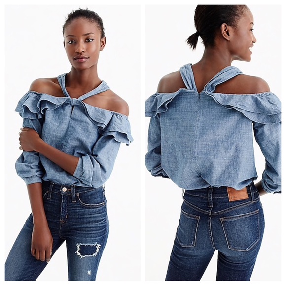 J. Crew | Tall Off-the-shoulder Tie-Neck Top - Picture 7 of 7